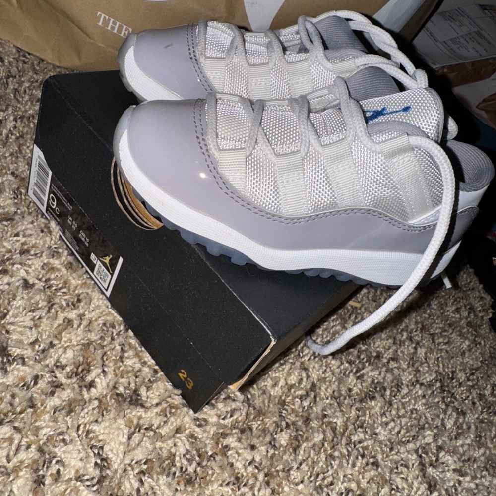Jordan Kids White and Light Gray Sneakers